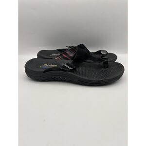 Skechers Reggae Toe Loop Flip Flop Black Sandals Women Size 6